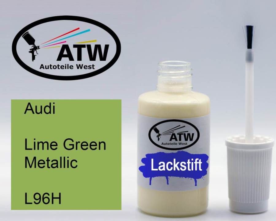 Audi, Lime Green Metallic, L96H: 20ml Lackstift, von ATW Autoteile West.